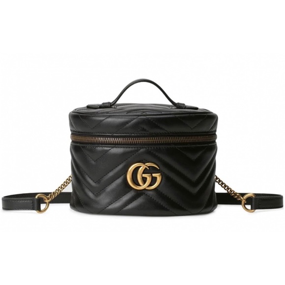 Gucci New With Box GG Marmont Black Leather Vanity Case Backpack - Picture 11 of 13